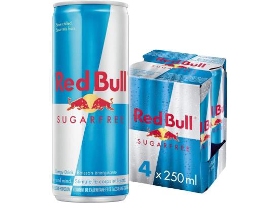 Red Bull Energy Drink Sugar Free, 250ml Pack of 4